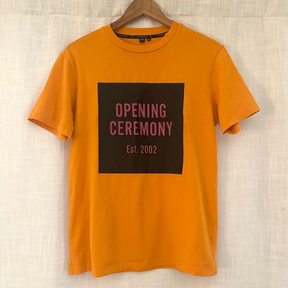 Y2K Streetwear Opening Ceremony Orange Box Logo Tee Cool Graphic Unisex Rare 00s